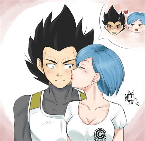 bulma vegeta|vegeta and bulma kissing.